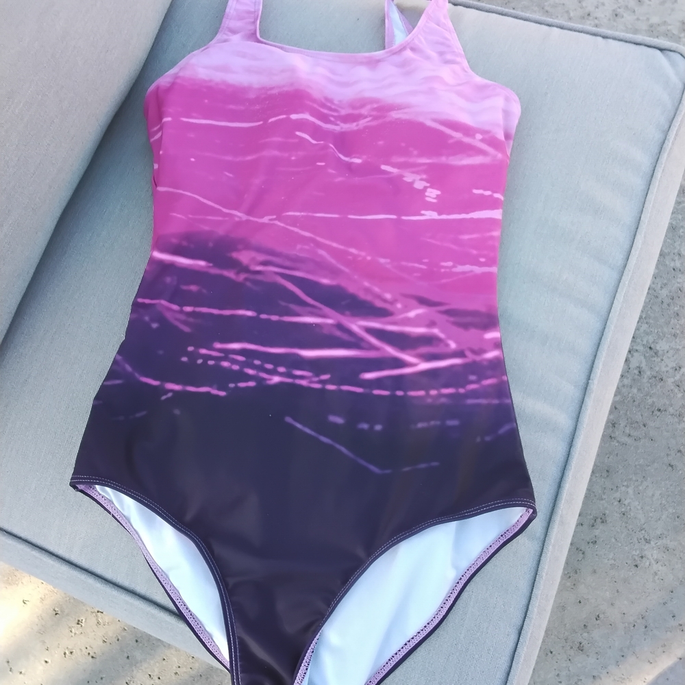 Source Unknown Pink to Purple Ombre Girls' One-Piece Swimsuit